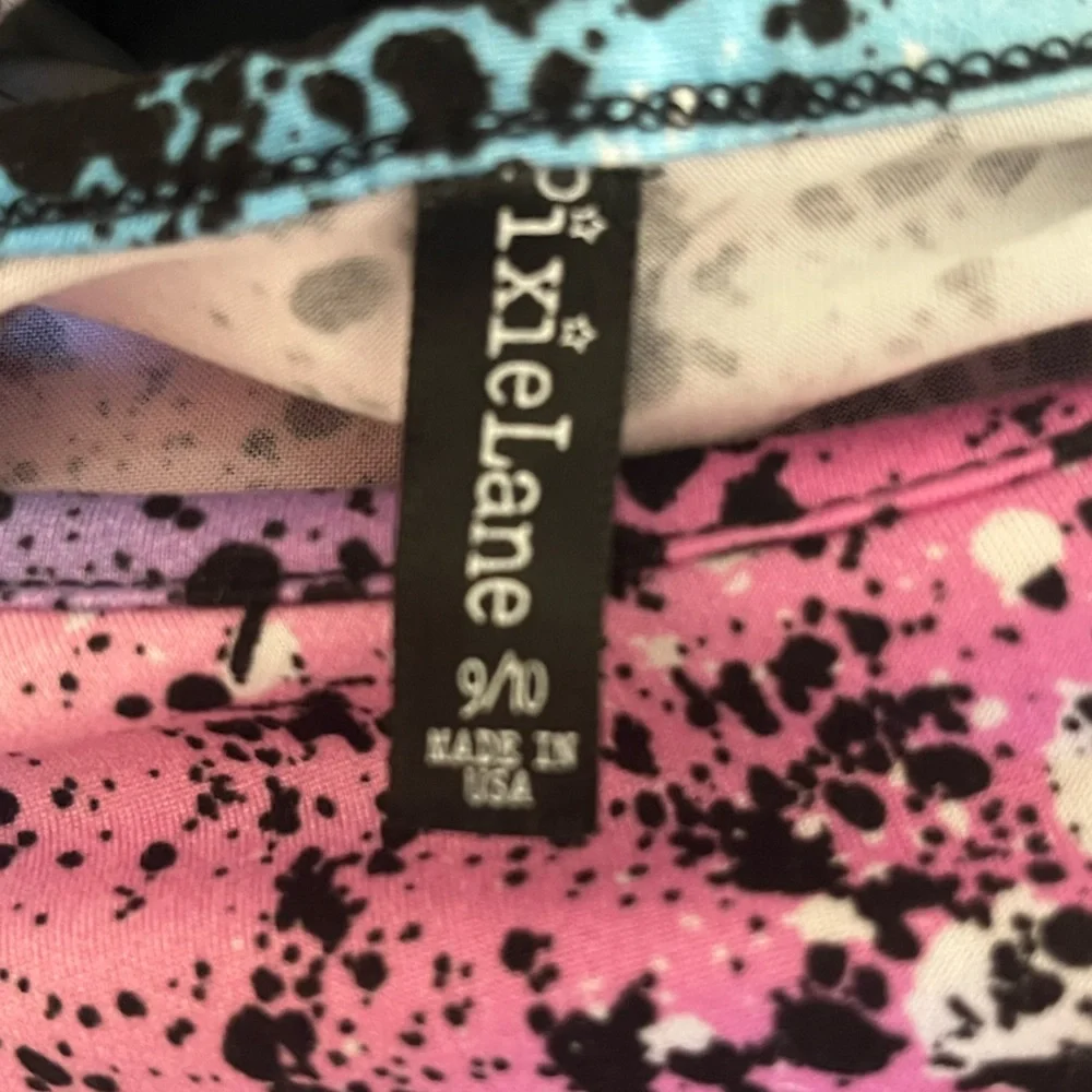 EUC - Pixielane Long Sleeve Skater Dress - Blue and Pink Splatter - Girls 9/10